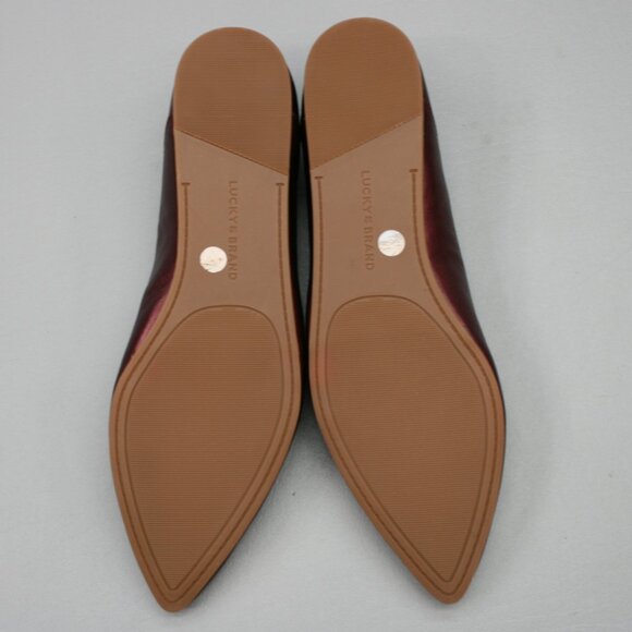 Lucky Brand Ladies 8.5 LK-Bethysa Metallic Red Leather Pointed-toe Ballet Flats - Picture 9 of 10